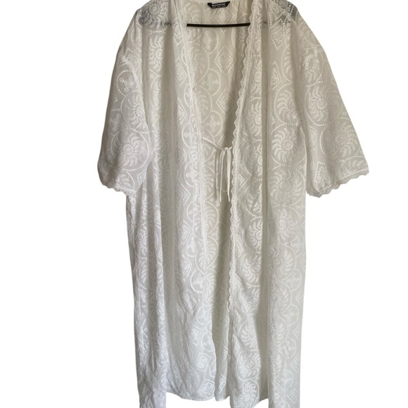 Bloomchic White Lace Kimono Duster Tie Front Long Boho Beach Cardigan 18/20 - Picture 2 of 16